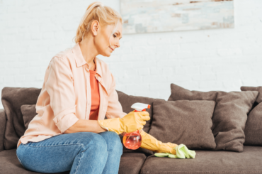 Cleaning sofa at home